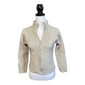 Aran Crafts Merino Wool Full Zip Sweater size S